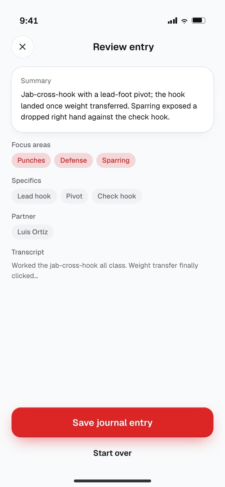 Journal review: an AI summary of the session with focus areas and techniques